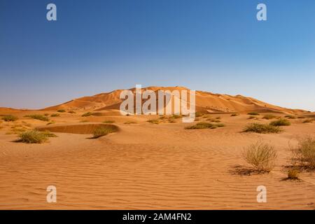 Sand dunes in Rab al Khali or Empty quarter near Salalah in Dhofar Oman Stock Photo