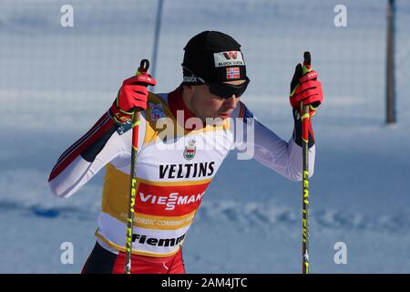 Trento, Italy. 11th January 2020; Lago Di Tesero, Val Di Fiemme, Trento, Italy; International Ski Federation World Cup, FIS Nordic Combined Val Di Fiemme, Jarl Magnus Riiber (NOR) - Editorial Use Credit: Action Plus Sports Images/Alamy Live News Stock Photo