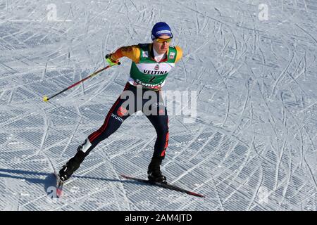 Trento, Italy. 11th January 2020; Lago Di Tesero, Val Di Fiemme, Trento, Italy; International Ski Federation World Cup, FIS Nordic Combined Val Di Fiemme, Manuel Faisst (GER) - Editorial Use Credit: Action Plus Sports Images/Alamy Live News Stock Photo