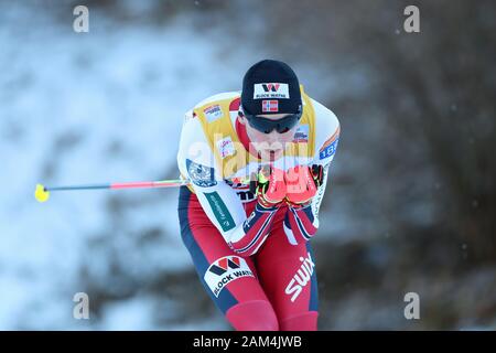 Trento, Italy. 11th January 2020; Lago Di Tesero, Val Di Fiemme, Trento, Italy; International Ski Federation World Cup, FIS Nordic Combined Val Di Fiemme, Jarl Magnus Riiber (NOR) - Editorial Use Credit: Action Plus Sports Images/Alamy Live News Stock Photo