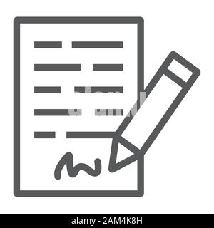 Contract signing icon linear vector graphics sign or symbol set for web ...