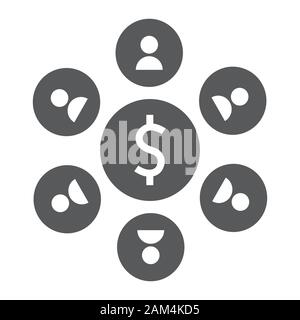 Human managment glyph icon, business and team, teamwork sign, vector graphics, a solid pattern on a white background, eps 10. Stock Vector