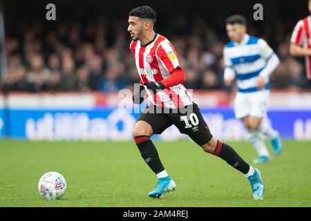 London, UK. 11th Jan, 2020. Saïd Benrahma of Brentford during the EFL Sky Bet Championship match between Brentford and Queens Park Rangers at Griffin Park, London, England on 11 January 2020. Photo by Salvio Calabrese. Editorial use only, license required for commercial use. No use in betting, games or a single club/league/player publications. Credit: UK Sports Pics Ltd/Alamy Live News Stock Photo