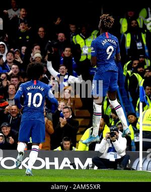 Tammy Abraham Of Chelsea Celebrates Scoring The First Goal During The 