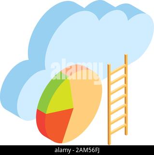 cloud with stairs and pie chart on white background vector illustration design Stock Vector