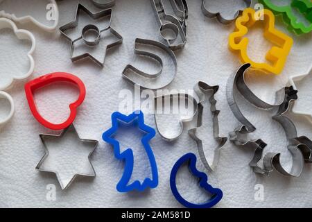 shapes to cut out for dough to bake cookies in the Christmas season Stock Photo