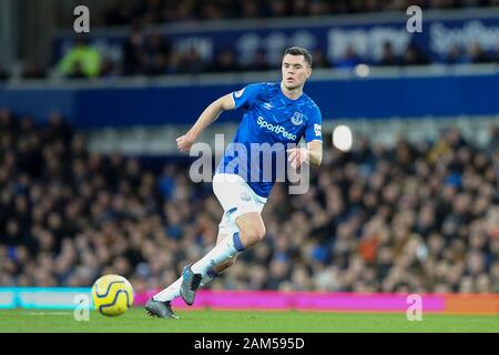 Liverpool, UK. 11th Jan, 2020. Michael Keane of Everton in action. Premier League match, Everton v Brighton & Hove Albion at Goodison Park in Liverpool on Saturday 11th January 2020. this image may only be used for Editorial purposes. Editorial use only, license required for commercial use. No use in betting, games or a single club/league/player publications. pic by Chris Stading/Andrew Orchard sports photography/Alamy Live news Credit: Andrew Orchard sports photography/Alamy Live News Stock Photo