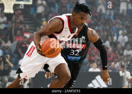 Rio De Janeiro, Brazil. 11th Jan, 2020. Jhonatan during Flamengo vs Franca for the Super 8 Basketball Cup final held at Arena Carioca 1, on Saturday afternoon (11), in Rio de Janeiro, RJ. Credit: Celso Pupo/FotoArena/Alamy Live News Stock Photo