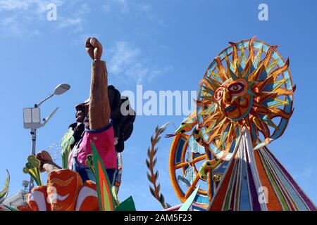 A float at the Junkanoo festival on Boxing Day in Nassau, the Bahamas Stock Photo
