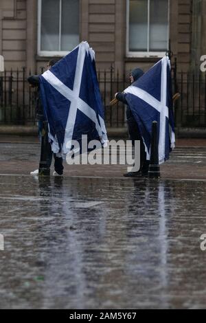 Glasgow, UK. 11th Jan, 2020. Around 100,000 demonstrators taking part in the “All Under One Banner” pro-independence march in Glasgow to demand a second independence referendum in Scotland. Credit: Richard Gass/Alamy Live News Stock Photo