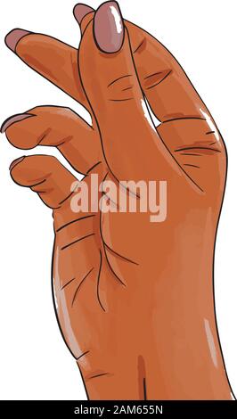 Hand drawn female afro american hand with pink nails  Stock Vector