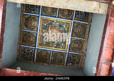 Noirthern entrance gate to Marpha, small village in Mustang district, Nepal Stock Photo