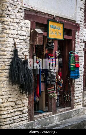Gift shop Mandala in Marpha village in Mustang district, Nepal Stock Photo