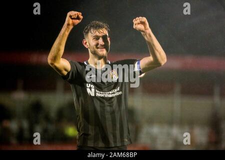 Salford, UK. 11th Jan, 2020. SALFORD, ENGLAND - JANUARY 11TH Andy Williams of Northampton Town FC celebrates following the final whistle during the Sky Bet League 2 match between Salford City and Northampton Town at Moor Lane, Salford on Saturday 11th January 2020. (Credit: Tim Markland | MI News) Credit: MI News & Sport /Alamy Live News Stock Photo