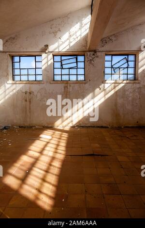 Old abandoned bread factory, in Makronisos island, Greece, Europe. Stock Photo