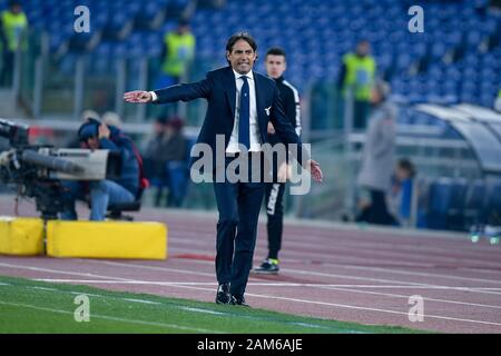Roma, Italy. 11th Jan, 2020. Simone Inzaghi manager of SS Lazioduring the Serie A match between SS Lazio and SSC Napoli at Stadio Olimpico, Rome, Italy on 11 January 2020. Credit: Giuseppe Maffia/Alamy Live News Stock Photo