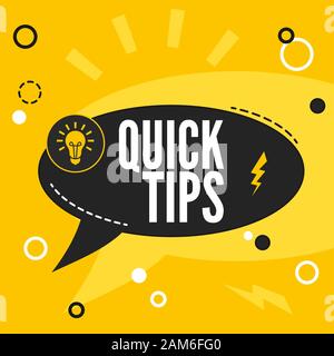 Quick Tips banner vector and speech bubble  Stock Vector