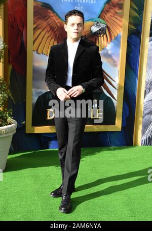 Westwood, California, USA. 11th Jan, 2020. Actor Rami Malek attends Universal Pictures' 'Dolittle' Premiere on January 11, 2020 at Regency Village Theatre in Westwood, California, USA. Credit: Barry King/Alamy Live News Stock Photo