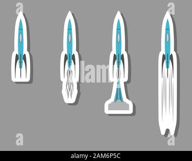 Startup rocket icons for presentation symbols. All the objects, shadows and background are in different layers. Stock Vector
