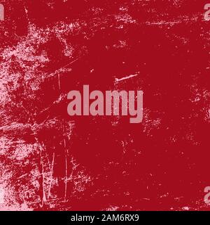 Distress red used texture. Grunge rough dirty background. Brushed black paint cover. Overlay aged grainy messy template. Renovate wall scratched backd Stock Vector