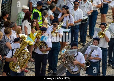 COIMBRA, PORTUGAL - 10 Jul 2016 - People in the parade in commemoration of the 500th anniversary of the Queen Saint of Coimbra Portugal Stock Photo