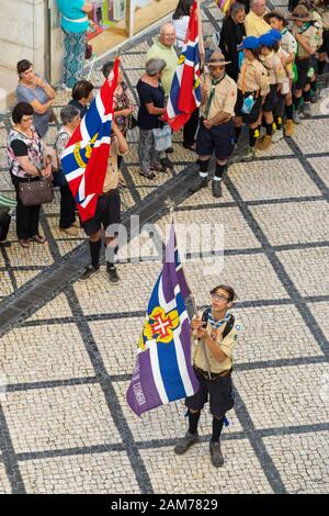 COIMBRA, PORTUGAL - 10 Jul 2016 - People in the parade in commemoration of the 500th anniversary of the Queen Saint of Coimbra Portugal Stock Photo