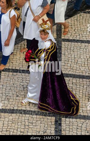 COIMBRA, PORTUGAL - 10 Jul 2016 - People in the parade in commemoration of the 500th anniversary of the Queen Saint of Coimbra Portugal Stock Photo