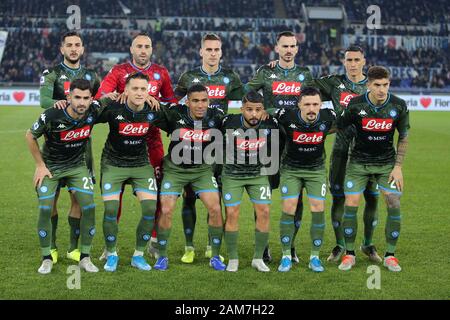 Rome, Italy. 11th Jan, 2020. Rome, Italy - 11 January, 2020: Napoli team before the Italian Serie A football match SS Lazio vs Napoli, at Olympic Stadium in Rome on 11/01/2020 Credit: Independent Photo Agency/Alamy Live News Stock Photo