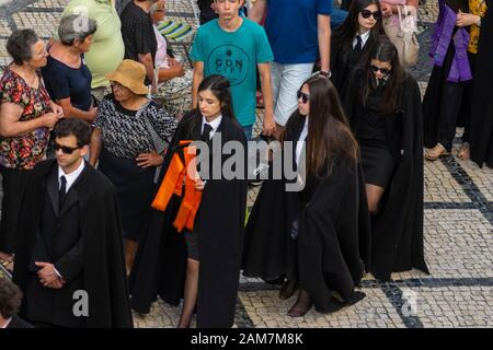 COIMBRA, PORTUGAL - 10 Jul 2016 - People in the parade in commemoration of the 500th anniversary of the Queen Saint of Coimbra Portugal Stock Photo