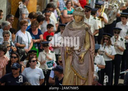 COIMBRA, PORTUGAL - 10 Jul 2016 - People in the parade in commemoration of the 500th anniversary of the Queen Saint of Coimbra Portugal Stock Photo