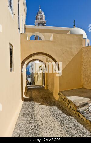 Catholic cathedral of St John the Baptist in Fira on the island of ...
