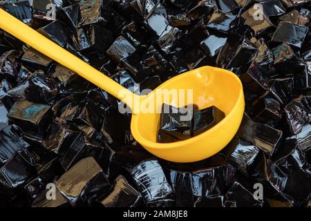 Grass jelly thai dessert close up Stock Photo