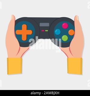 hand holding gamepad isolated for gamer symbol concept vector illustration Stock Vector