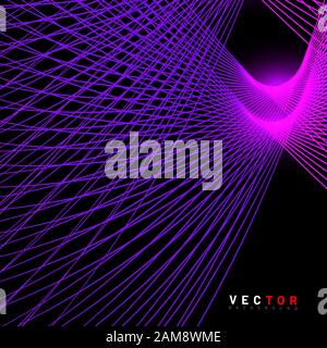 abstract vector background. curved lines on a black background. design technology. New texture for your design. Stock Vector