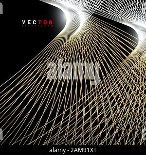 abstract vector background. curved lines on a black background. design technology. New texture for your design. Stock Vector
