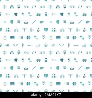 Medical icons with seamless pattern on white background vector illustration Stock Vector