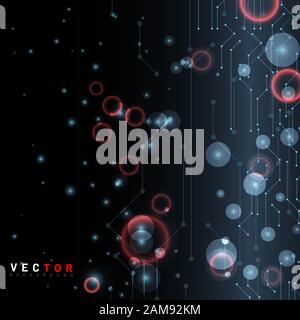 abstract vector background. circuit design connected with bokeh. technology background. New texture for your design. Stock Vector