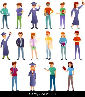University icons set. Cartoon set of university vector icons for web design Stock Vector