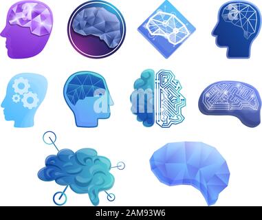 Neuromarketing icons set. Cartoon set of neuromarketing vector icons for web design Stock Vector