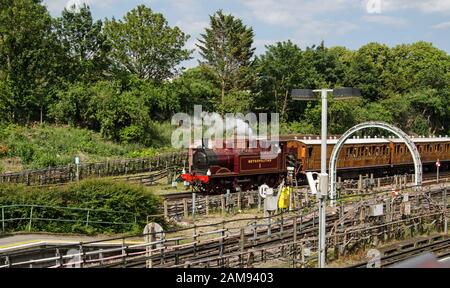 London, UK - June 22, 2019:  The historic Metropolitan 1 steam engine - the last steam train to use the District Line of London Underground marking 15 Stock Photo