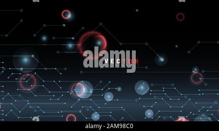 abstract vector background. circuit design connected with bokeh. technology background. New texture for your design. Stock Vector