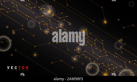 abstract vector background. circuit design connected with bokeh. technology background. New texture for your design. Stock Vector