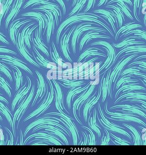 Seamless vector pattern of smooth lines or brush strokes in trend color Aqua Menthe. Blank for printing on fabric, elegant texture with purple Stock Vector