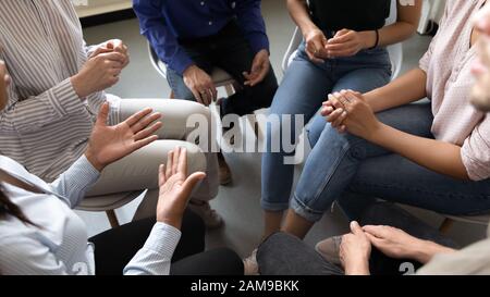 People participating in corporate teambuilding or rehabilitation session activity Stock Photo