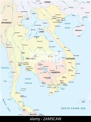 Map of the states of Southeast Asia Stock Vector