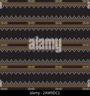 Beautiful Batak Ulos cloth motif with horizontal design. Seamless pattern traditional cloth. Stock Vector