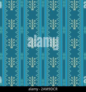 Beautiful Batak Ulos cloth motif with vertical design. Seamless pattern traditional cloth. Stock Vector