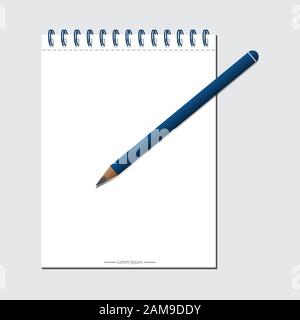 Template design for your project with white notes and pencil. vector illustration EPS 10 Stock Vector