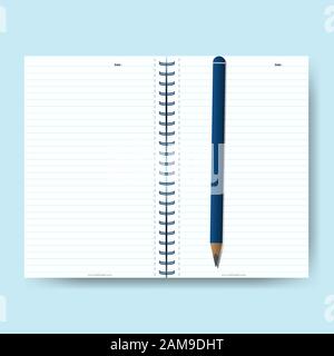 Template design for your project with opened notes and pencil. vector illustration EPS 10 Stock Vector