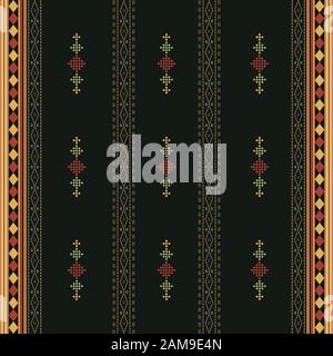 Creative design cloth vertical pattern. Tribal ethnic ornament seamless pattern. Colorful vector illustration. Ethnic motif batik for textile Stock Vector